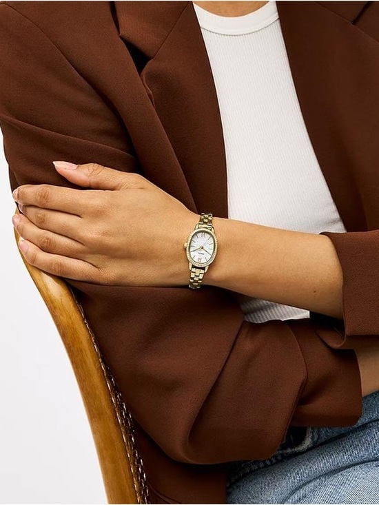 Fossil | Accessories | Fossil Womens Watch With Black Strap  Fossil Penny Analog Watch for Women Gold-Tone Oval Crystal with White Dial